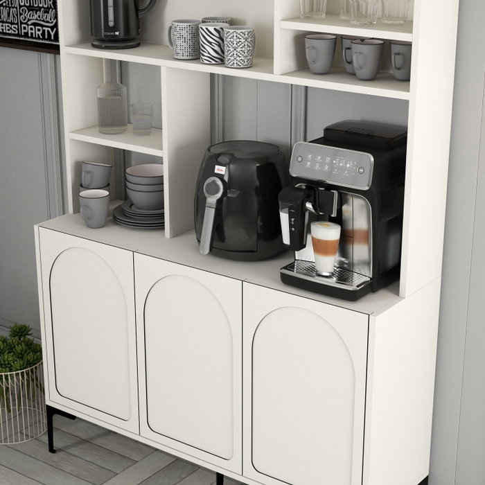 Hanah Home Lyon 120 Mueble Bar para Café Crema y Negro
